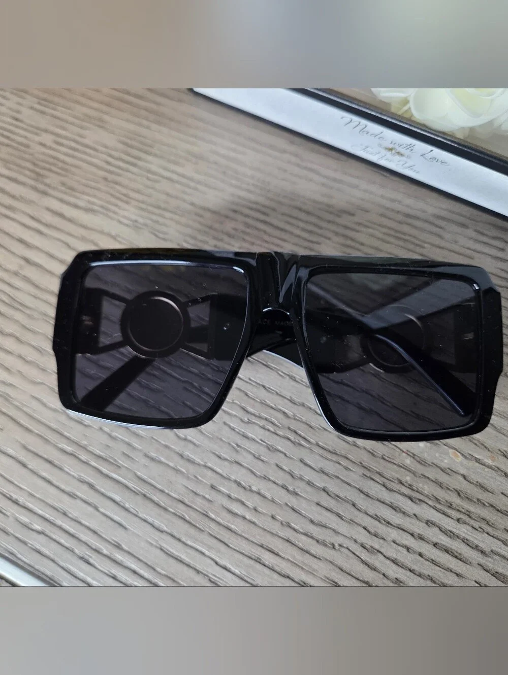 Gold-Accented Black Designer Sunglasses